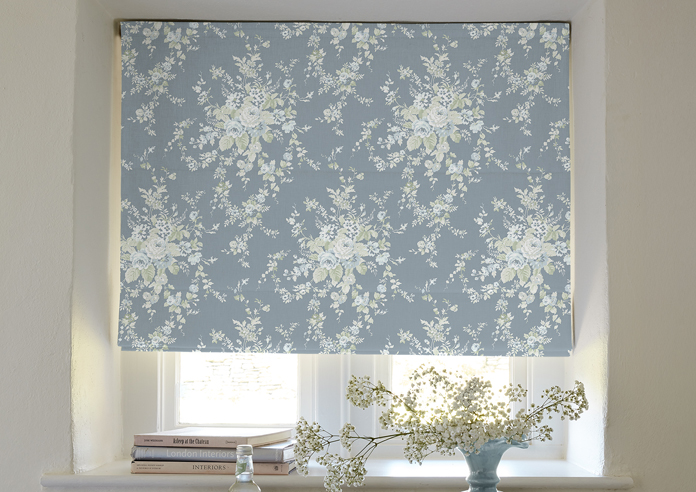 Shabby Chic by Rachel Ashwell Garden Floral, Dusky Blue - Roman Blind - Image 3